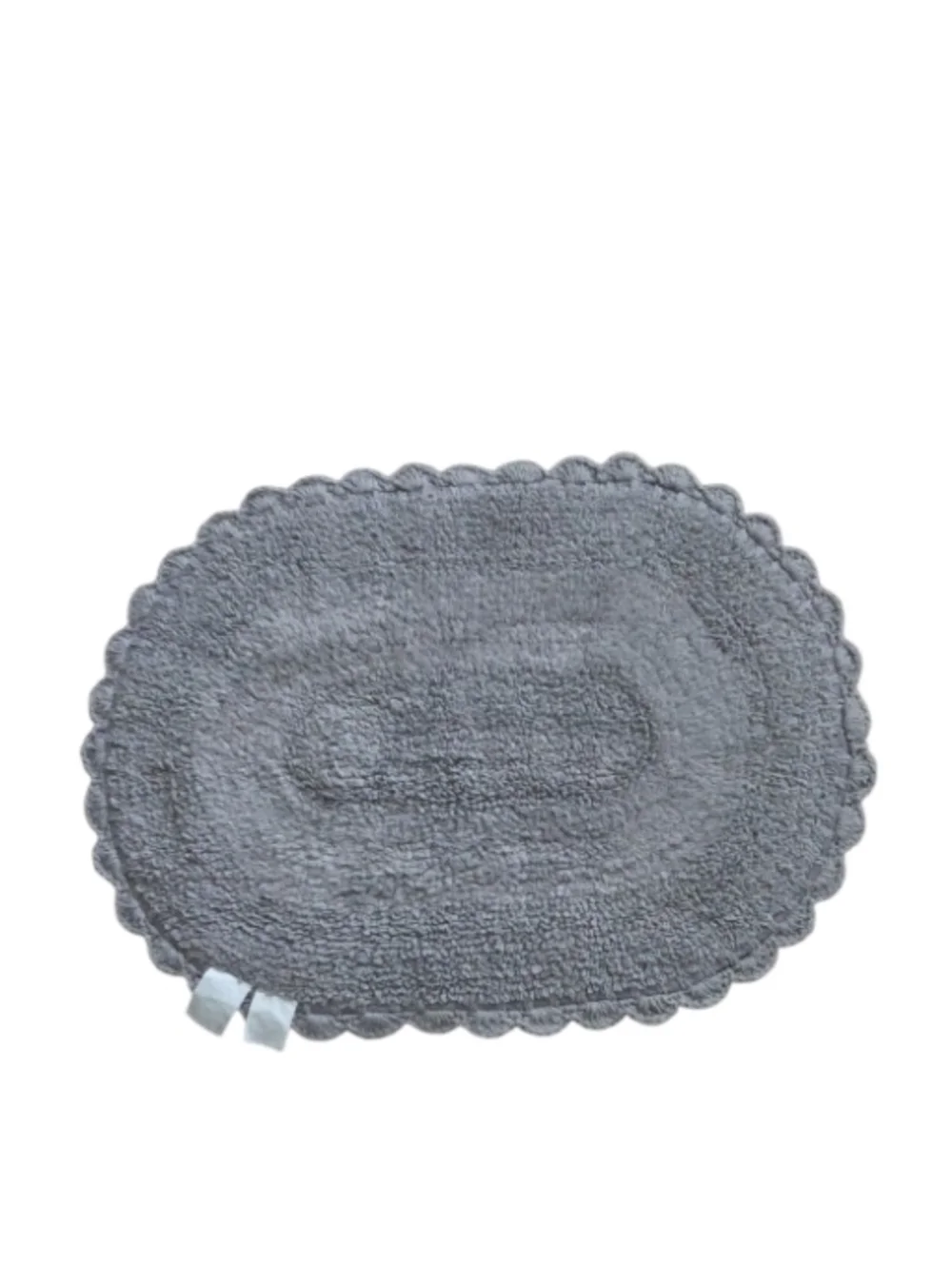 2-piece set of oval cotton bath rugs featuring a crochet border